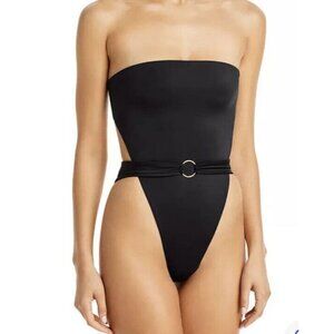 Elegant Black Strapless Swimsuit